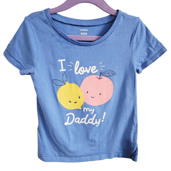 Carter's Girl's Size 5T I Love My Daddy Tee Shirt Fruit Graphic Pastel Purple - Picture 1 of 5